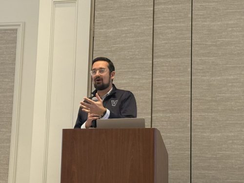 SFA Vice President John Sedunov addresses the membership. 